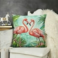 thumbnail image 2 of JRXY Flamingos Throw Pillow Cover, Tropical Leaves Flowers Bird Pillowcase Soft Home Decorative Pillow cases Double Sided Cushion Covers for Indoor Outdoor Bedroom and Car 20x20in, 2 of 5