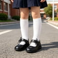 thumbnail image 2 of JAJAHO Kids Girls Black Dress Shoes Pu Leather School Uniform Mary Jane Flat Shoes Flower Girl Wedding Party Footwear 4-12Y, 2 of 5