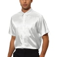 thumbnail image 4 of INSPIRE CHIC Satin Shirts for Men's Short Sleeves Collared Summer Button Down Shirts White M, 4 of 4