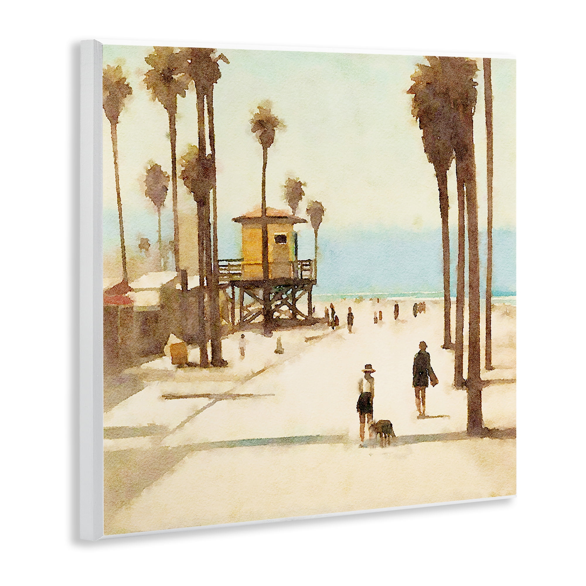 Stupell Industries End Of Road Beach People Painting Unframed Art Print Wall Art, 12 x 12