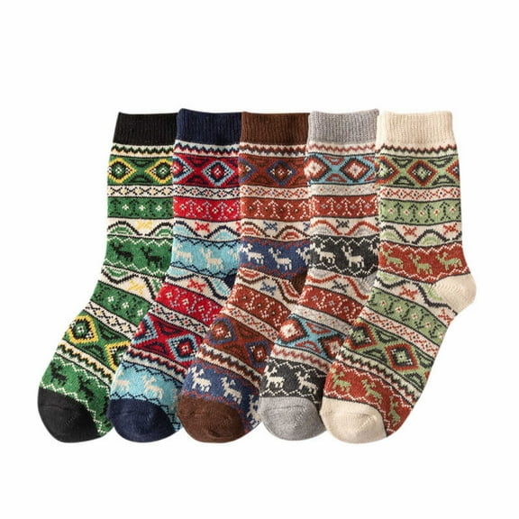 5 Pairs Warm Socks for Women  Winter Socks Size Thick Wool Socks Soft Warm Casual Socks for Women Socks Christmas Socks Comfy Socks Women Fuzzy Warm Mens Warm Socks