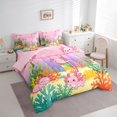 thumbnail image 2 of Manfei Cute Axolotl 7-Piece Twin Bedding,Monogrammed T Print Bedding Comforter Set,Pink,Pink Reversible, 2 of 7