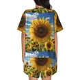 thumbnail image 3 of Lsque Sky Golden Sunflower Field Women's Short-Sleeved Pajama Set - 2 Piece Soft and Lightweight Sleepwear Set-X-Large, 3 of 9