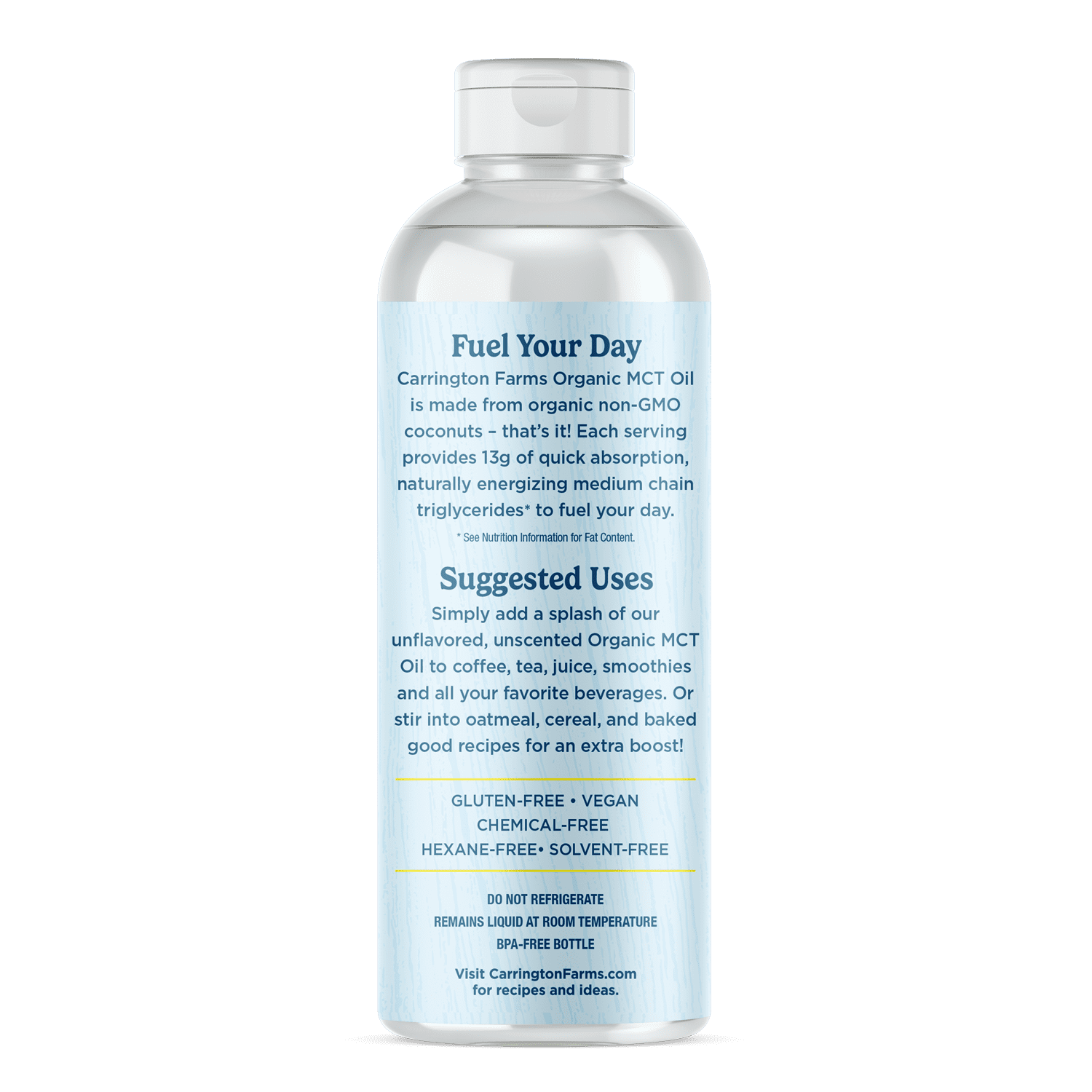 Carrington Farms Organic Medium Chain Triglyceride Oil, 16oz Plastic Bottle