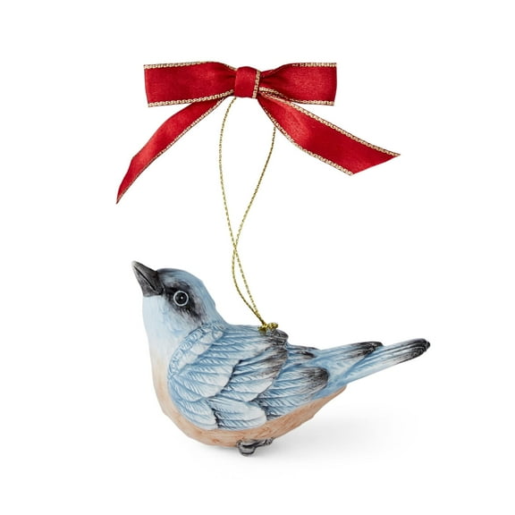 Spode Christmas Tree Nuthatch Ornament, Festive Tree Decoration for Holiday Celebrations with Ribbon Bow for Hanging, Beautiful Seasonal Accent & Classic Home Holiday Décor