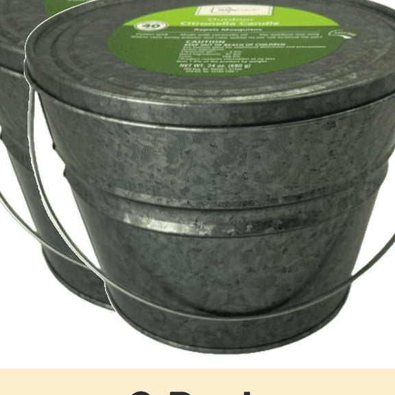 (2 Pack) 24oz Citronella Metal Bucket Candles 40Hr Burn Time Heavy-Duty Outdoor Use