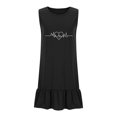 thumbnail image 4 of DeHolifer Dress for Women Casual A-Line Ruffle Beach Mini Dresses Trendy Sundress T-Shirt Dress with Pockets Black 2XL, 4 of 6