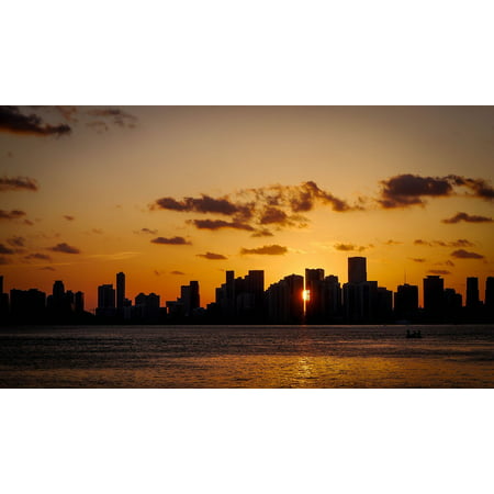 Framed Art for Your Wall Sunset Cloudscape Miami Evening Silhouette 10x13 Frame