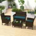 thumbnail image 4 of Costway 8 PCS Patio Furniture Set with Washable Cushions and Tempered Glass Coffee Table Blue, 4 of 9