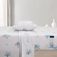 thumbnail image 3 of Sleepdown 100% Cotton Flannel Sheets Queen Size Bed Sheets Set with Deep Pockets, Brushed Flannel with Elastic Fitted Sheet Set, Soft & Cozy Sheets - 4 Piece Bedding and Pillowcase set - Blue Floral, 3 of 8