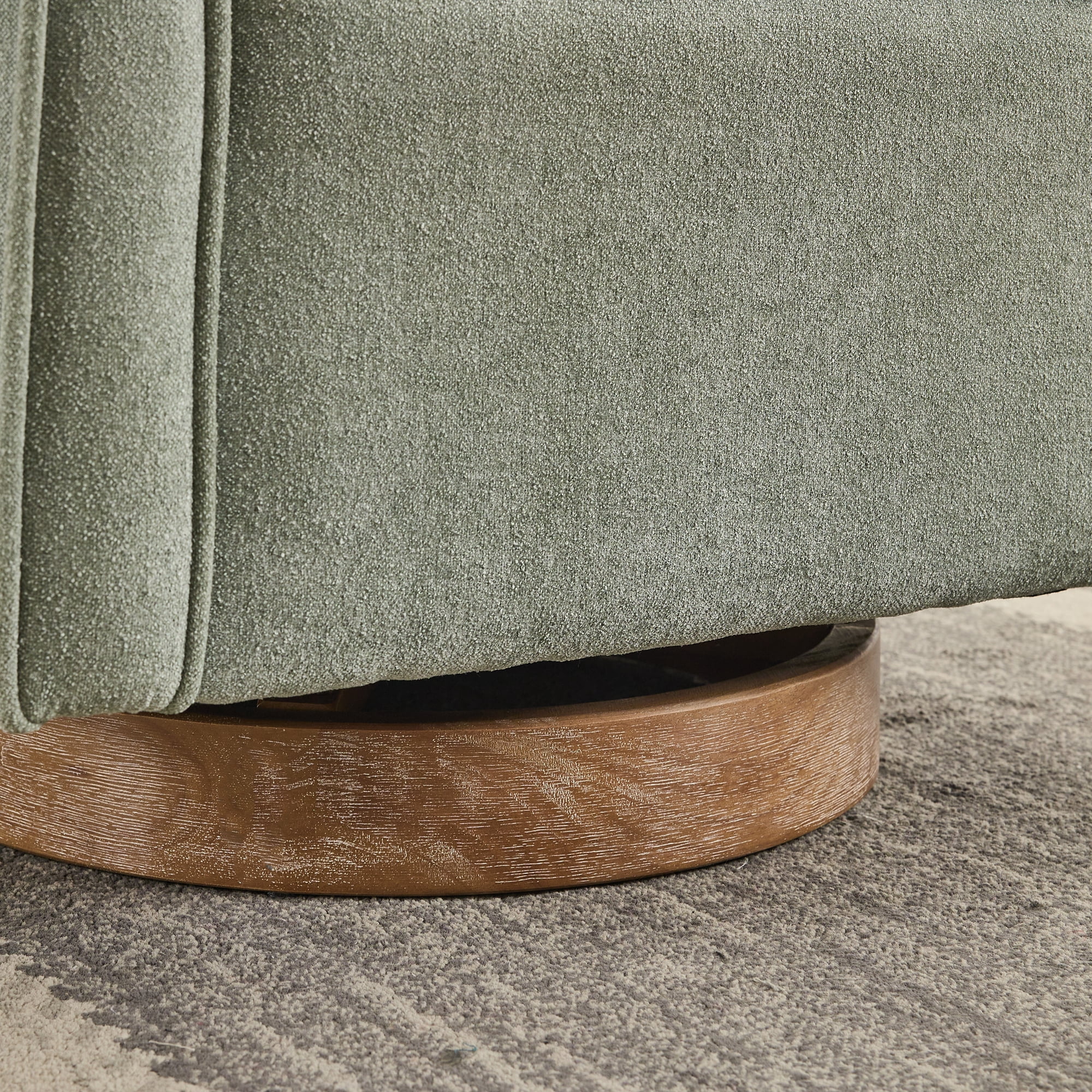 Leumius Swivel Accent Chair with Open Back,Modern Single Sofa Chair With Weathered Base for Nursery Bedroom Living Room Hotel Office, Club Chair Leisure Arm Chair for Lounge,Green Polyester