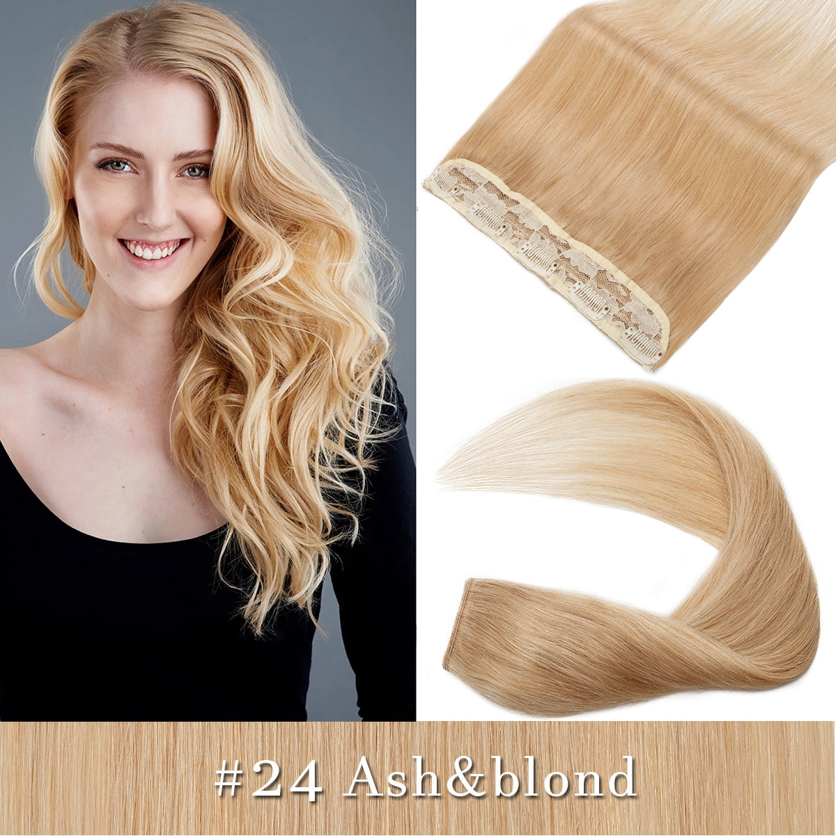 SEGO Clip in Hair Extensions Human Hair 3/4 Full Head 100% Real Remy Thick Hair Extensions Silky Straight Balayage Blonde Hair Pieces