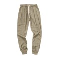 thumbnail image 4 of Harem Pants Men Drawstring Elastic Waist Taper Cotton Linen Pants Baggy Lightweight Casual Pants with Pocket, L, 4 of 5