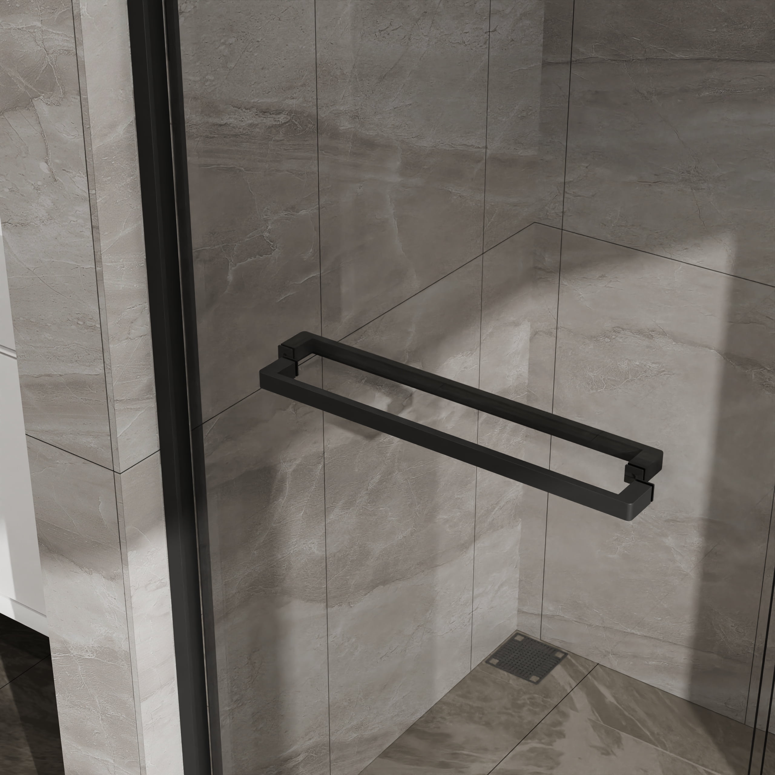 Leumius Double Sliding Glass Shower Door 60 in. W x 72 in. H,Aluminum Framed Shower Enclosure with SGCC Clear Tempered Glass, Stainless Steel Hardware, Matte Black02
