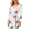 thumbnail image 2 of MYLookk Women Long Sleeve Printed Tunic Tops Blouse V Neck Buttons Casual Loose T Shirt, 2 of 4