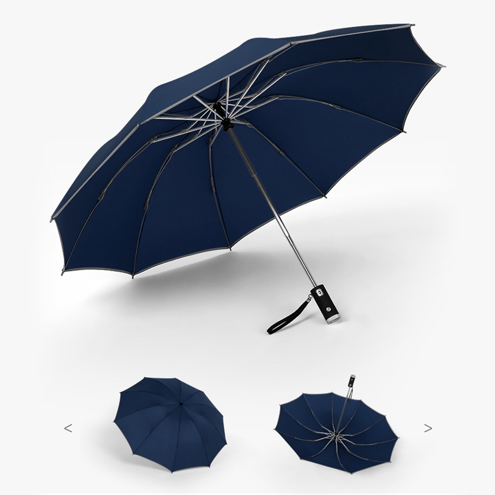 Becko Mini Kids Travel Foldable Pocket Umbrella 5-Fold Rain Umbrella with Waterproof Case Blue 