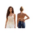 thumbnail image 2 of LMLYSoH Women Tank Tops Halter Neck Sleeveless Open Back Tassel Hem Summer Crochet Crop Vest for Vacation Beach, 2 of 9