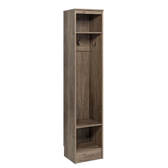 Pemberly Row 72.5" Tall 3-Hook Engineered Wood Narrow Hall Tree in Drifted Gray