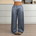 thumbnail image 6 of Womens Leopard Print Pants Wide Leg Lounge Sweatpants Elastic Waist Casual Trousers with Pockets, 6 of 8