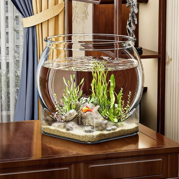 Tnarru Round PET Desktop Fish Tank, Eco-Friendly Turtle Habitat