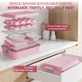 thumbnail image 3 of Kikcoin 37-piece Bakeware Set, Non-stick Baking Pans Set with Silicone Handles, 446°F Oven Safe Stackable Baking Sheets for Kitchen, Cookie Sheets with textured surface, Pink, 3 of 10