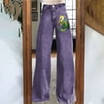 thumbnail image 2 of ManxiVoo Plus Size Printed Pants for Women Loose Fit Flare Leg Carnival Jeans Style Casual Wide Leg Trousers S Size Purple, 2 of 4