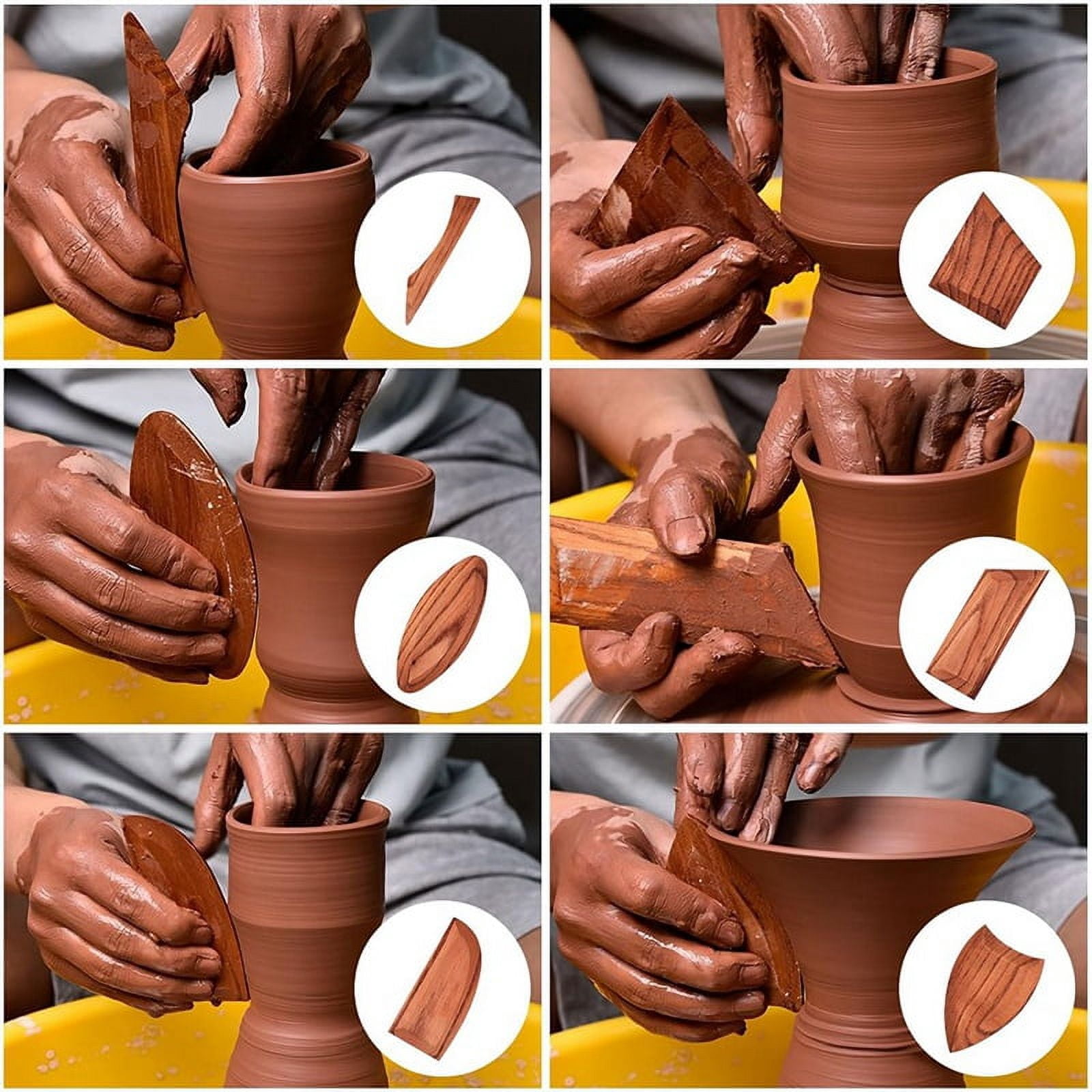 Pottery Ribs 6 Pack, Pottery Trimming Tools Pottery Foot Shaper Plaster Sculpting Rib Membrane Removal Tool