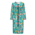 thumbnail image 3 of Yuyamidu Hippier Butterfly Womens Zipper Robe Long Lightweight Bathrobe Blue Sleepwear Gown Flower Long Sleeve Robes for Women Plus Size S Ladies Lounge Dresses, Below the Knee, 3 of 7