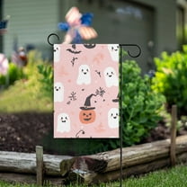 Yayeee Garden Flag 12" x 18" Double Sided Outdoor Yard Lawn Holiday Decorations, Pink Halloween Ghosts