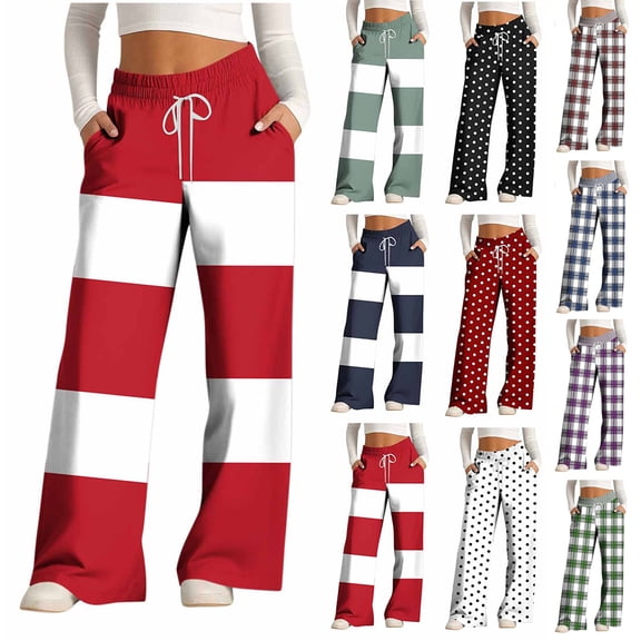 Otvok Trousers Women'S Fashionable Casual Pockets Drawstring Wide Leg Pants