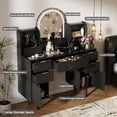 thumbnail image 5 of UGTOO 44.3" Makeup Vanity Desk with LED Mirror & 7 Drawers - Modern Wood Dressing Table Black, 3 Light Modes, Storage for Bedroom/Apartment, 5 of 7