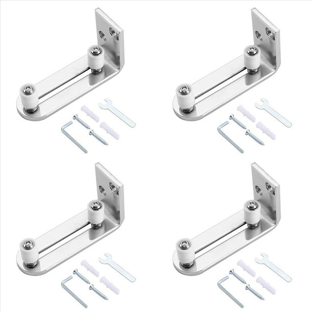 4X Rodamientos de Bolas de GuíA de Piso de Puerta Corrediza Cromada System de Montaje en Pared con Rodillo de SuspensióN Ajustable para Puertas de Todos los TamañOs