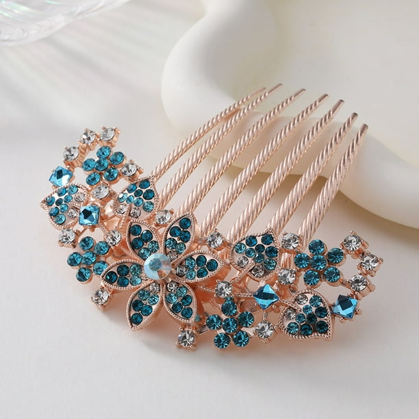 Clip de pasador de pelo con diamantes de imitación de horquilla con diseño de joyería de lujo, también regalo perfecto para el día de la madre para mamá(A14)(1 pieza)