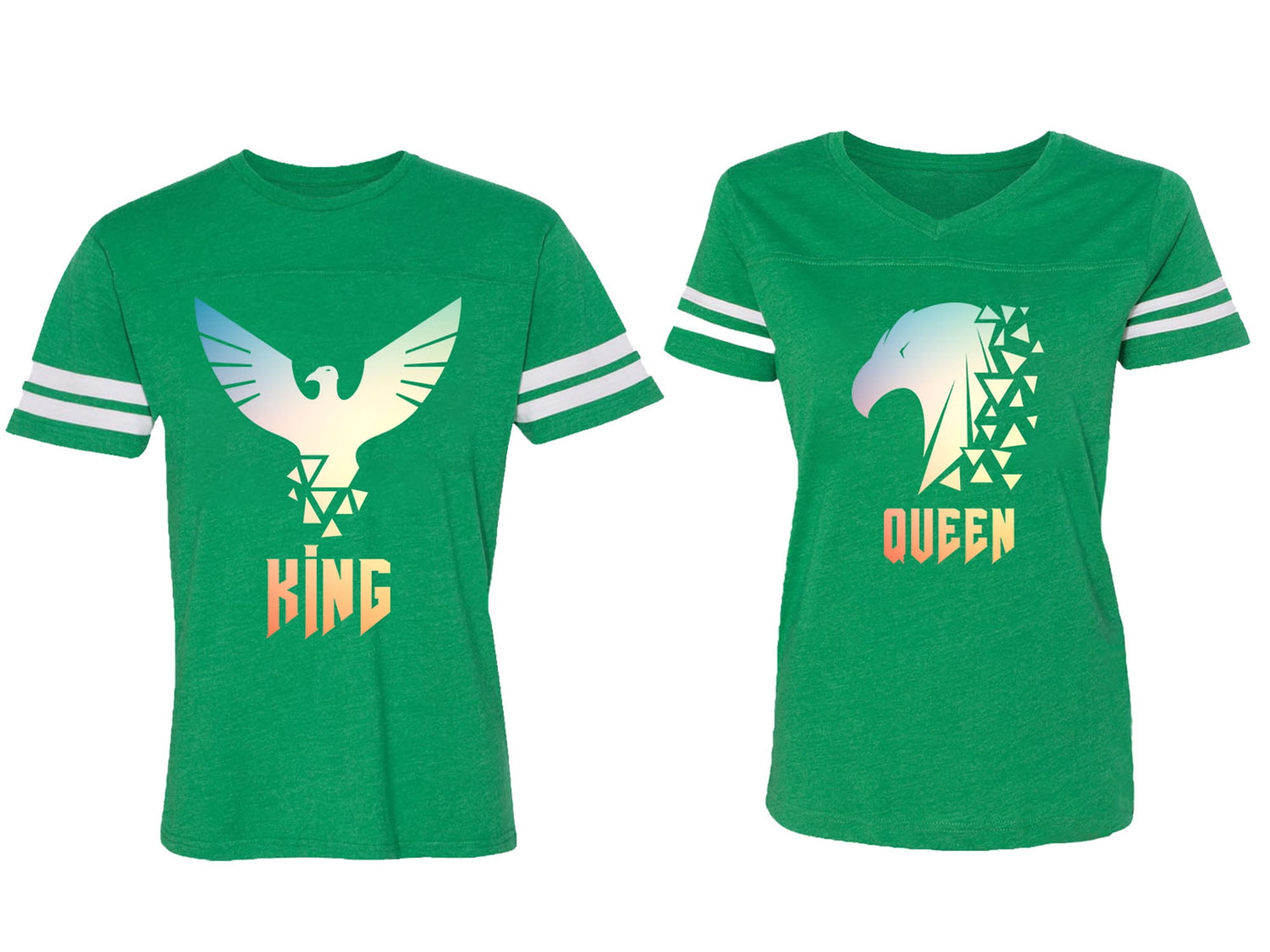 King Queen Eagle Sunny Matching Couple Cotton Jerseys (Men Green