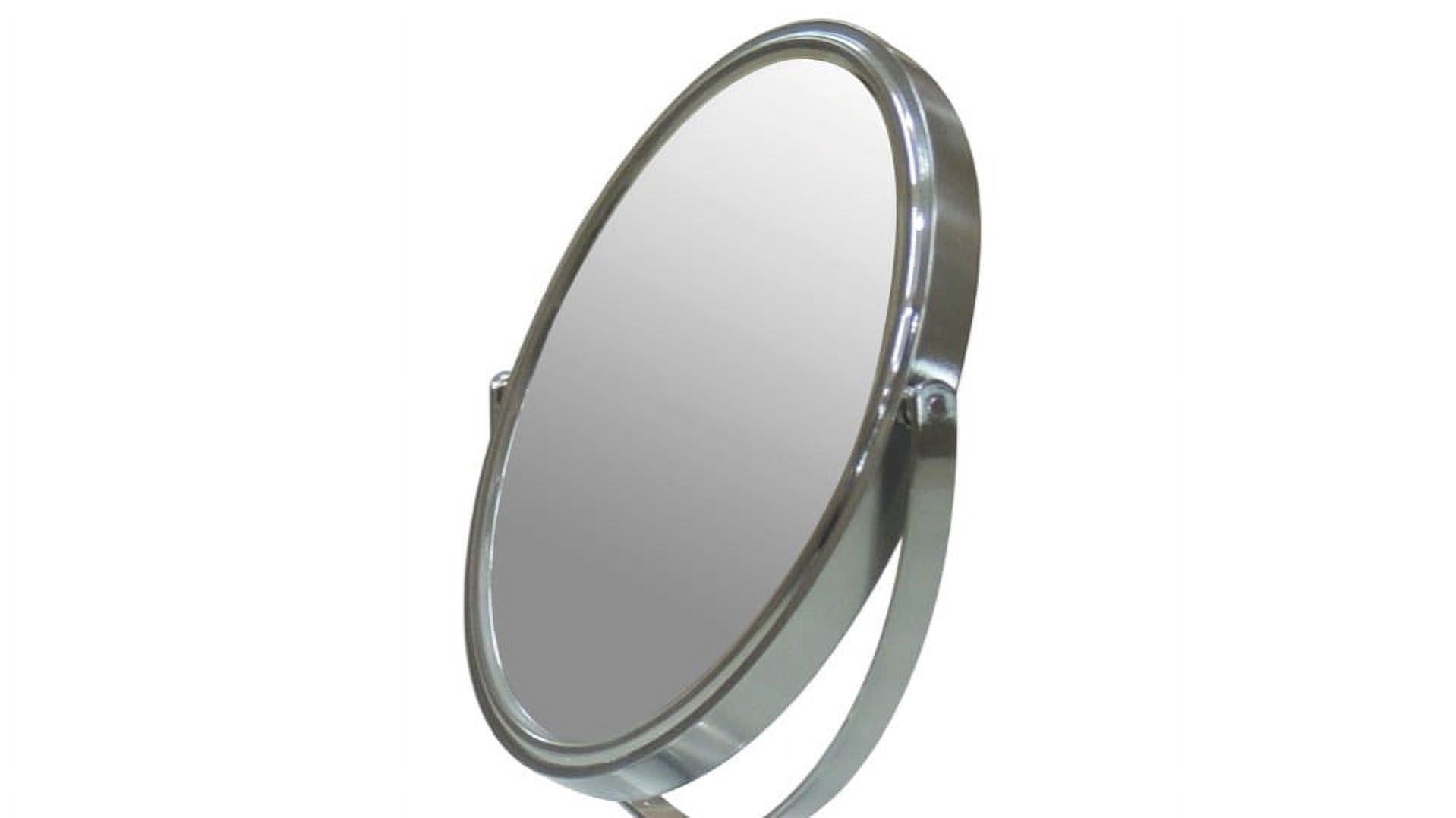Eden Bath Oval Two Sided 5X Nickel Framed Freestanding Makeup / Shaving Mirror
