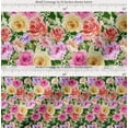 thumbnail image 2 of Soimoi Green Cotton Cambric Fabric Leaves,Pink & Peach Rose Watercolor Decor Fabric Printed BTY 42 Inch Wide, 2 of 7