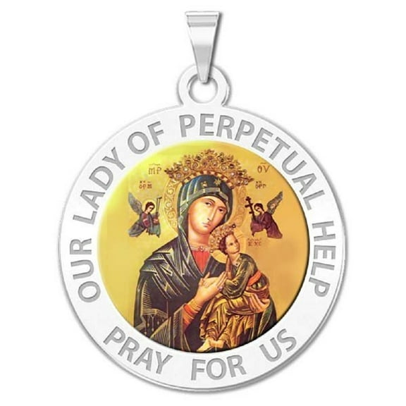 Picturesongold.Com Our Lady of Perpetual Help Religious Medal Color-3/4 inch Nickel-Sterling Silver