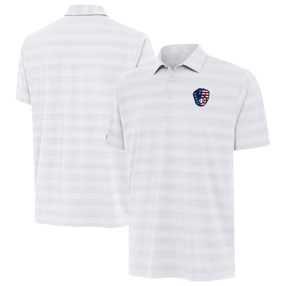 Men's Antigua White Milwaukee Brewers Tunnel Stars and Stipes Team Logo Polo