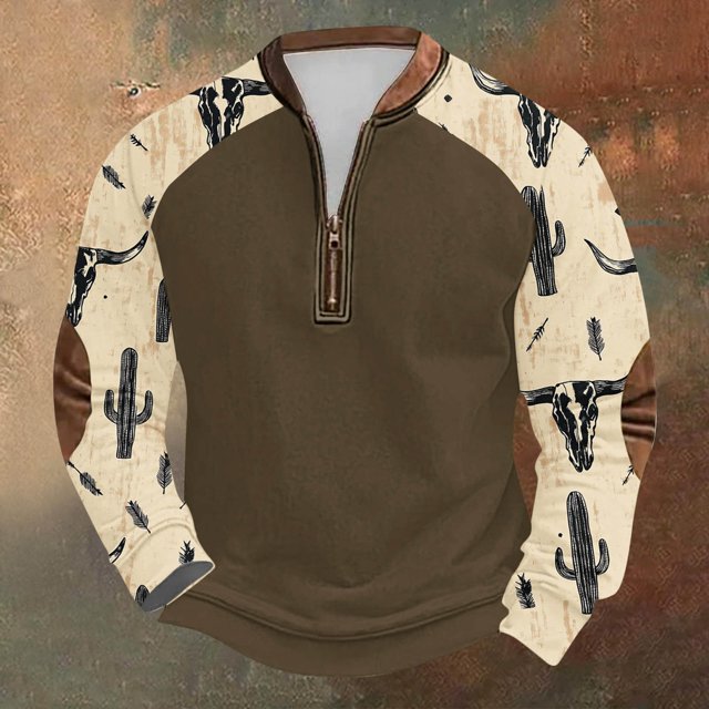 Blusas y camisas de manga larga con cuello redondo para hombre Sudadera con puños en los hombros estampada para hombre Blusa de poliéster de manga larga con cuello redondo para hombre
