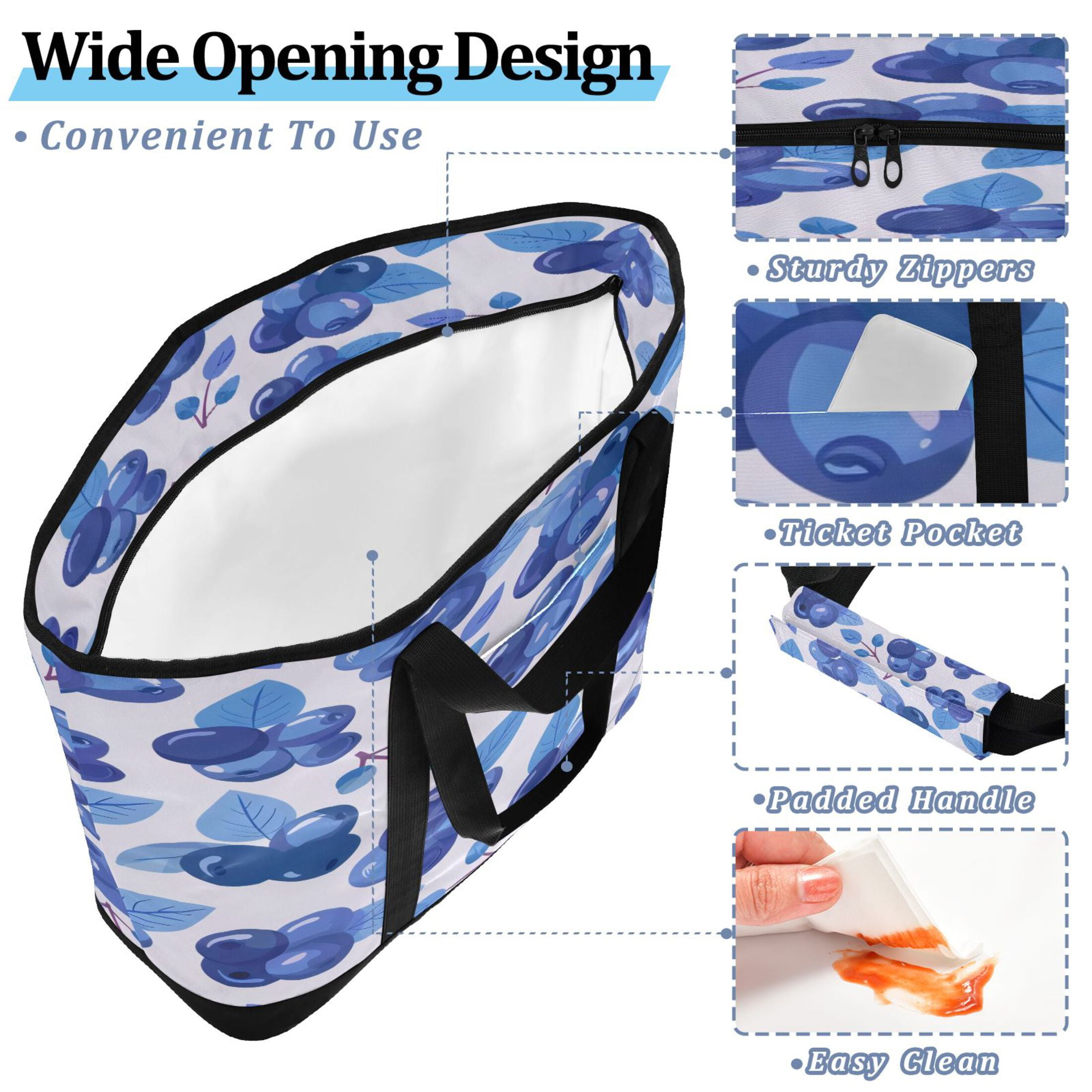 Large Hand-held Ice Pack Picnic Bag Insulation and Refrigeration Suitable for Shopping Picnics and Camping Blueberry
