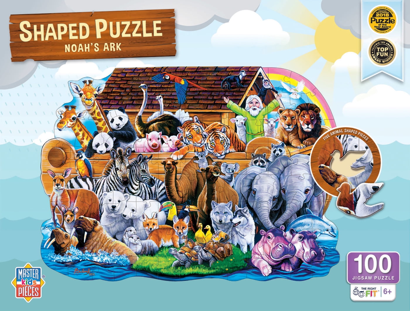MasterPieces 100 Piece Shaped Jigsaw Puzzle - Noah's Ark - 14'x19'