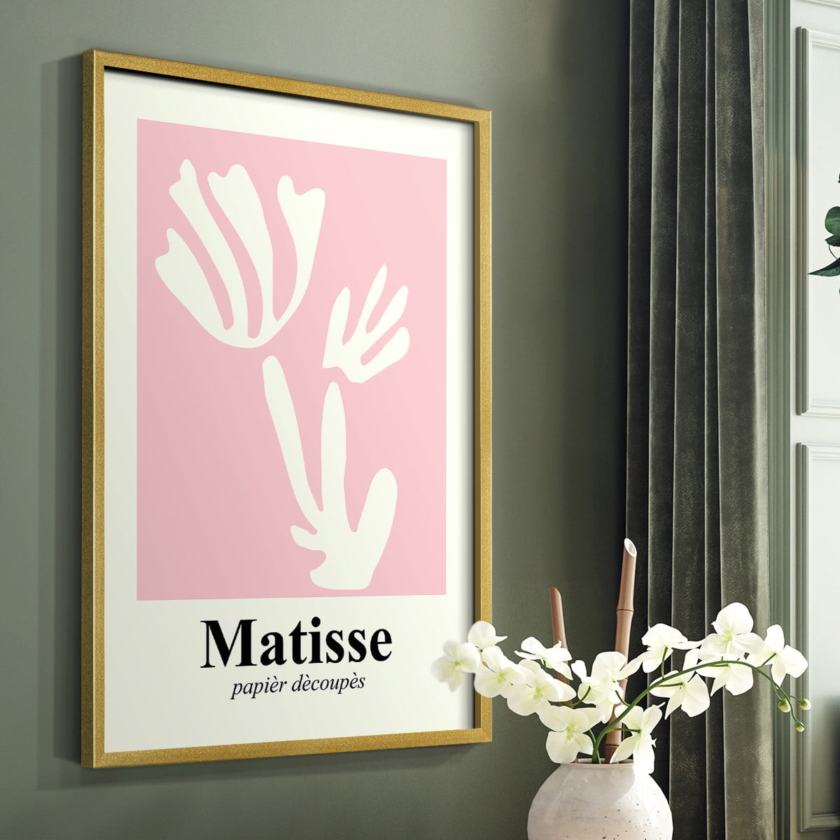 Matisse CCCLIV in Gold Solid Wood 8 x 10 Framed Print