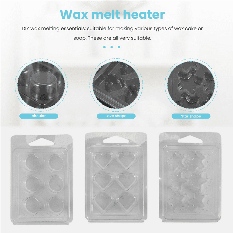 MILIVIXAY Wax Melt Containers-6 Cavity Clear Empty Plastic Wax Melt Molds-100 Packs Round Clamshells for Tarts Wax Melts.