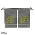 thumbnail image 1 of Monogrammed Hand Towel, Personalized Gift, 16 x 30 Inches - Set of 2 - Gold Embroidered Towel - Extra Absorbent 100% Turkish Cotton - Soft Terry Finish - For Bathroom, Kitchen and Spa - Script D Gray, 1 of 3
