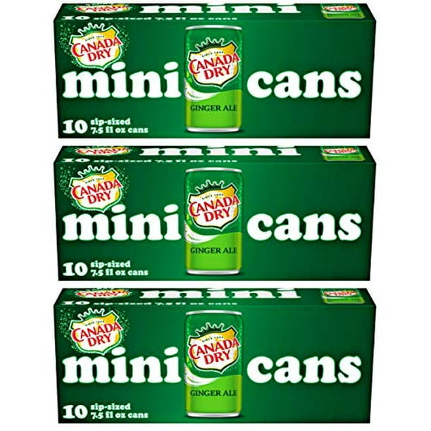 Canada Dry Ginger Ale 10pk/7.5 fl oz Mini Cans, total 30 cans