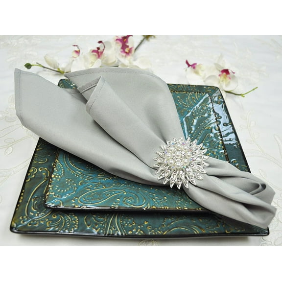 Wedding Linens Inc. (10 pcs) 20" x 20" Polyester Linen Napkins - Silver