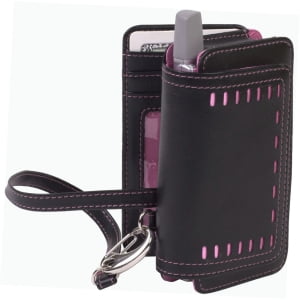 Leather Treo Smartphone - Cellective Case Horizontal Leather Pouch for BlackBerry, Treo, and Pocket PC Devices - Black/Pink