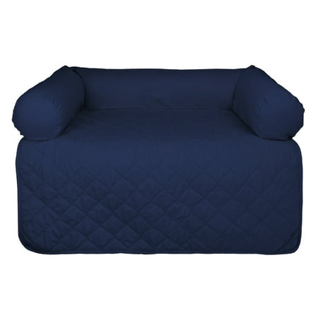 E-Living Store Pet Furniture Protector Non-Slip Water-Resistant Cover for Dogs and Cats with 3-Sided Bolster Soft Fabric - Medium, Navy