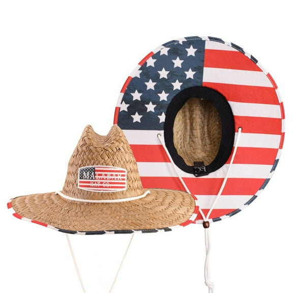 Woman's Sun Hat Straw Hat with Fabric Print Lifeguard Hat Great for Beach, Ocean, Gardening, and Outdoor, Malabar Hats
