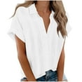thumbnail image 2 of Xuyuer Women's Lapel Button Short Sleeve Shirt - Classic Casual Top for Daily Outfits and Versatile Wear, 2 of 9